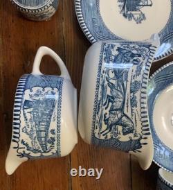 Royal China Currier & Ives Dinnerware Set Plates Bowls Cups Pepper Creamer Sugar