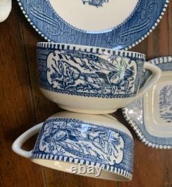 Royal China Currier & Ives Dinnerware Set Plates Bowls Cups Pepper Creamer Sugar
