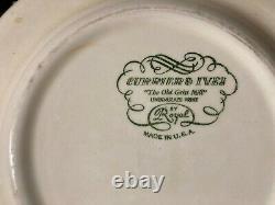 Royal China Currier and Ives 8-10 place dinnerware set blue an white