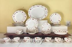 Royal Crown Derby Poinsettia flowers dinnerware, 50 pcs, Holiday table decor