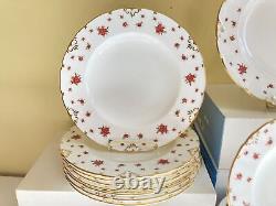 Royal Crown Derby Poinsettia flowers dinnerware, 50 pcs, Holiday table decor