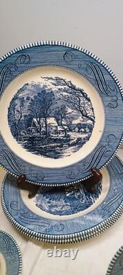 Royal Currier & Ives Dinner Set 6 Place Settings (33 Pieces) Plate Bowls Cups