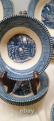 Royal Currier & Ives Dinner Set 6 Place Settings (33 Pieces) Plate Bowls Cups