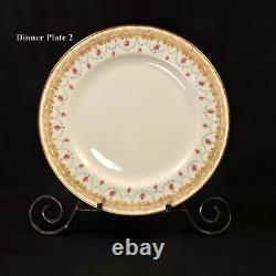 Royal Doulton 4 Dinner Plates 10 1/4 Ra4065. A Pink Roses Turquoise Beads 1903