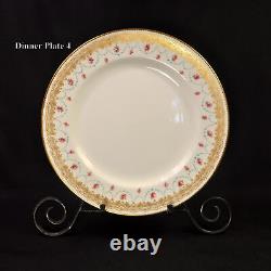 Royal Doulton 4 Dinner Plates 10 1/4 Ra4065. A Pink Roses Turquoise Beads 1903