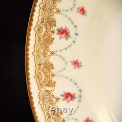 Royal Doulton 4 Dinner Plates 10 1/4 Ra4065. A Pink Roses Turquoise Beads 1903