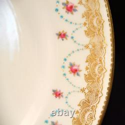 Royal Doulton 4 Dinner Plates 10 1/4 Ra4065. A Pink Roses Turquoise Beads 1903