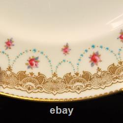 Royal Doulton 4 Dinner Plates 10 1/4 Ra4065. A Pink Roses Turquoise Beads 1903