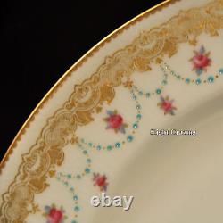 Royal Doulton 4 Dinner Plates 10 1/4 Ra4065. A Pink Roses Turquoise Beads 1903