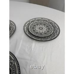 Royal Norfolk Black White Mandala Dinnerware Set Plates Bowls 11 Piece Ceramic