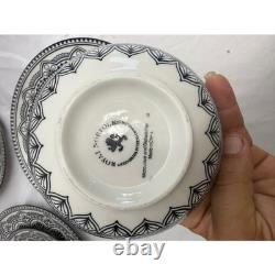 Royal Norfolk Black White Mandala Dinnerware Set Plates Bowls 11 Piece Ceramic