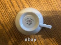 Royal Swirl Fine China Floral Dinner Set White Pink Gray Dinner Plate Bowl Cup