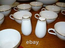 Royalton China Co Translucent Porcelain 91 Piece Set White W Gold Trim