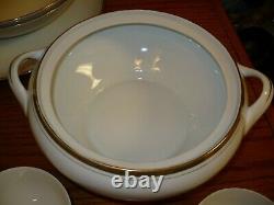 Royalton China Co Translucent Porcelain 91 Piece Set White W Gold Trim