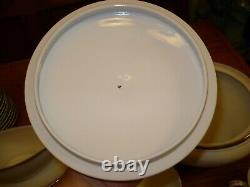 Royalton China Co Translucent Porcelain 91 Piece Set White W Gold Trim