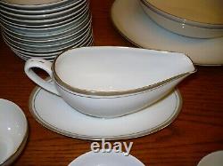 Royalton China Co Translucent Porcelain 91 Piece Set White W Gold Trim