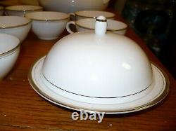 Royalton China Co Translucent Porcelain 91 Piece Set White W Gold Trim