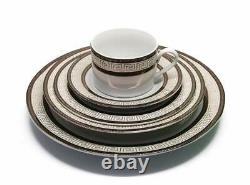 Royalty Porcelain 20-pc Greek Pattern Vintage Black & White 24K Dinnerware Set