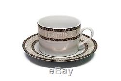 Royalty Porcelain 20-pc Greek Pattern Vintage Black & White 24K Dinnerware Set