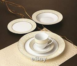 Royalty Porcelain 20pc Florelle Beige Dinnerware Set for 4, Fine Porcelain