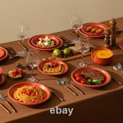 Rustic Terracotta Clay Dinnerware Set for 4, 12 Pieces, Microwave Safe
