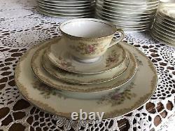 SDS Japan -Hand Painted -Dinnerware Set Lacy Trim, Floral Sprays 72 Pc