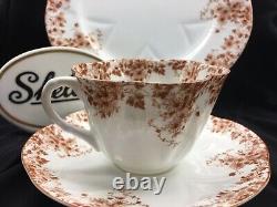 SHELLEY DAINTY BROWN DAISY 051/B CUP, SAUCER and 8 PLATE BROWN TRIM