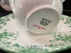 SHELLEY DAINTY GREEN DAISY 053 CUP, SAUCER and 8 PLATE GREEN TRIM