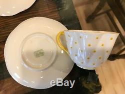 SHELLEY DAINTY Polka Dots Green Yellow Pink Blue or Turquoise Teacup & Saucer
