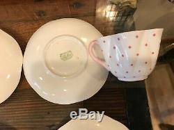 SHELLEY DAINTY Polka Dots Green Yellow Pink Blue or Turquoise Teacup & Saucer