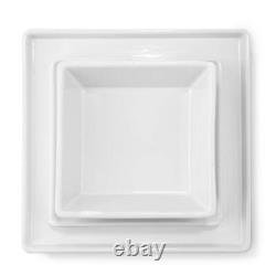 STONE LAIN Square Dinnerware Formal Stoneware Set 24-Piece White (Set for 8)