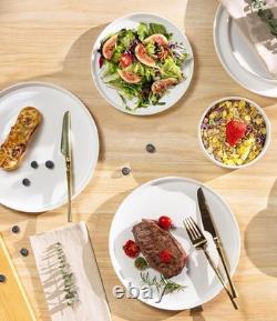 Safe & Durable Ceramic Dish Set, Microwave Oven Safe, White