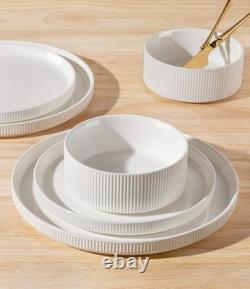 Safe & Durable Ceramic Dish Set, Microwave Oven Safe, White
