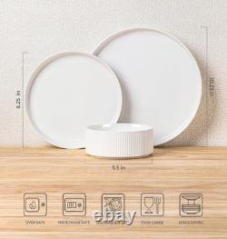 Safe & Durable Ceramic Dish Set, Microwave Oven Safe, White