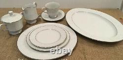 Sango China Dinnerware set White Silver Border Service For 15 Holiday Dining