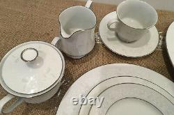 Sango China Dinnerware set White Silver Border Service For 15 Holiday Dining