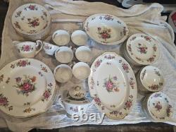 Sango China Floral Gold Trim Dinner Set Plates Bowls & Serving Platter