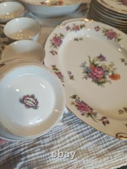 Sango China Floral Gold Trim Dinner Set Plates Bowls & Serving Platter