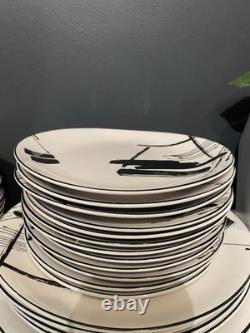 Sango Larry Laslo Black White Dinnerware Set Plates Bowls Cups Modern Korea 43pc