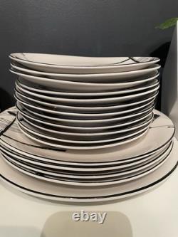 Sango Larry Laslo Black White Dinnerware Set Plates Bowls Cups Modern Korea 43pc