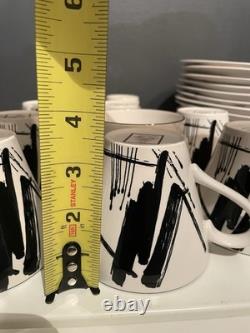 Sango Larry Laslo Black White Dinnerware Set Plates Bowls Cups Modern Korea 43pc