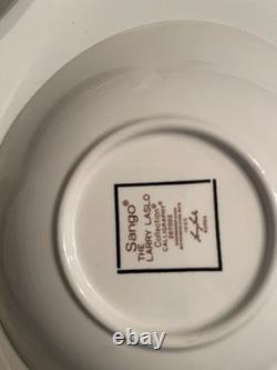 Sango Larry Laslo Black White Dinnerware Set Plates Bowls Cups Modern Korea 43pc