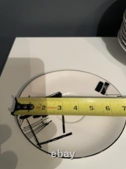 Sango Larry Laslo Black White Dinnerware Set Plates Bowls Cups Modern Korea 43pc