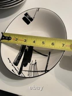 Sango Larry Laslo Black White Dinnerware Set Plates Bowls Cups Modern Korea 43pc