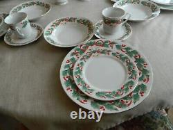 Sango Noel #8401 Dinnerware Set for (12) with5 Serving Pieces Holly Berries