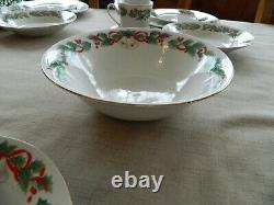 Sango Noel #8401 Dinnerware Set for (12) with5 Serving Pieces Holly Berries