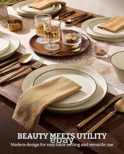 Saturn 12 Piece Stoneware Dinnerware Set for 4 Vanilla White Plates Bowls