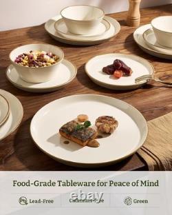 Saturn 12 Piece Stoneware Dinnerware Set for 4 Vanilla White Plates Bowls