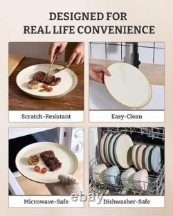 Saturn 12 Piece Stoneware Dinnerware Set for 4 Vanilla White Plates Bowls