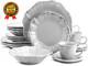 Scalloped round Stoneware Elegant Dinnerware Dish Set 20 Piece White